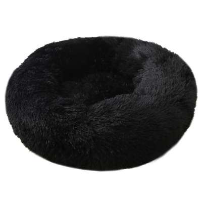 Long Round Rosewood Calming Dog Bed Cord Plush Pet Bed for Winter